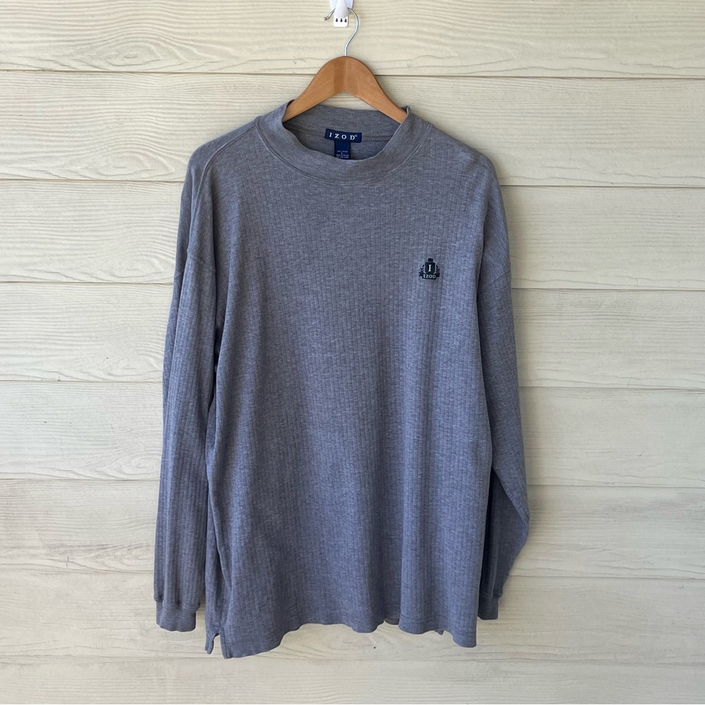 IZOD Men’s Large Gray Mock Turtleneck Long Sleeve Shirt – 100% Cotton, PVH Corp.